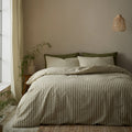 Pineapple Elephant Cotton Rich Woven Stripe Duvet Cover Set Green