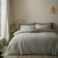 Pineapple Elephant Cotton Rich Woven Stripe Duvet Cover Set Grey