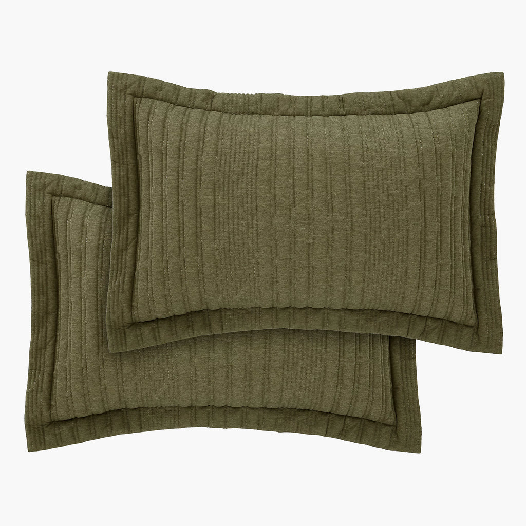 Pineapple Elephant Tamba Jersey Oxford Pillowcase Pair Olive Green