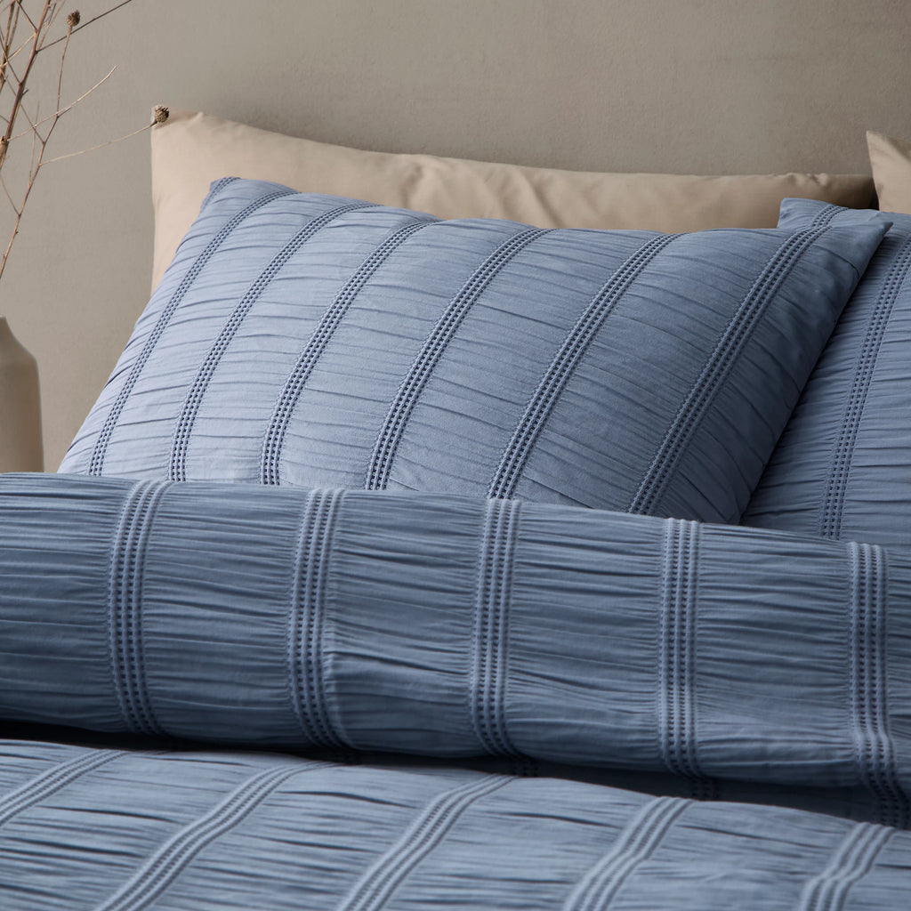 Pineapple Elephant Waffle Seersucker Duvet Cover Set Blue