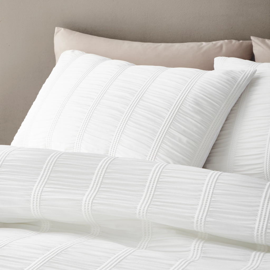 Pineapple Elephant Waffle Seersucker Duvet Cover Set White