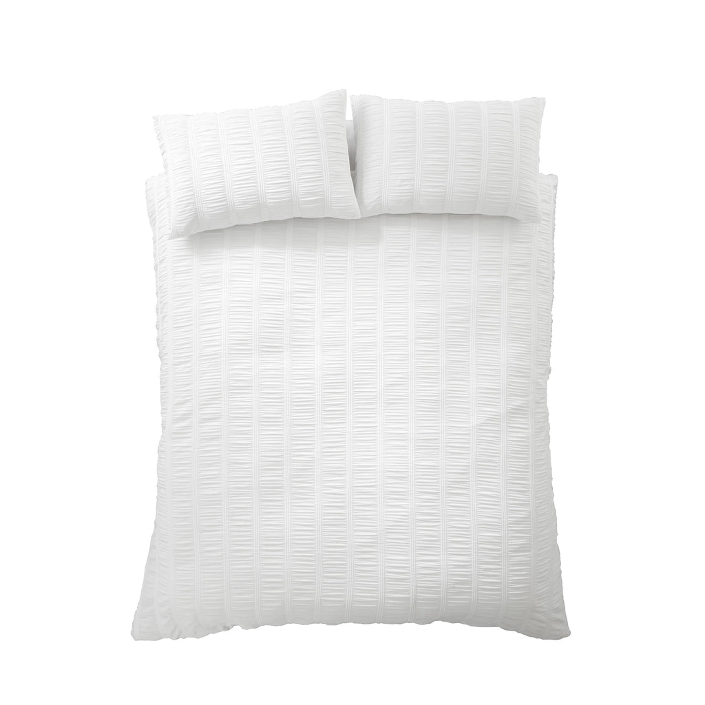 Pineapple Elephant Waffle Seersucker Duvet Cover Set White