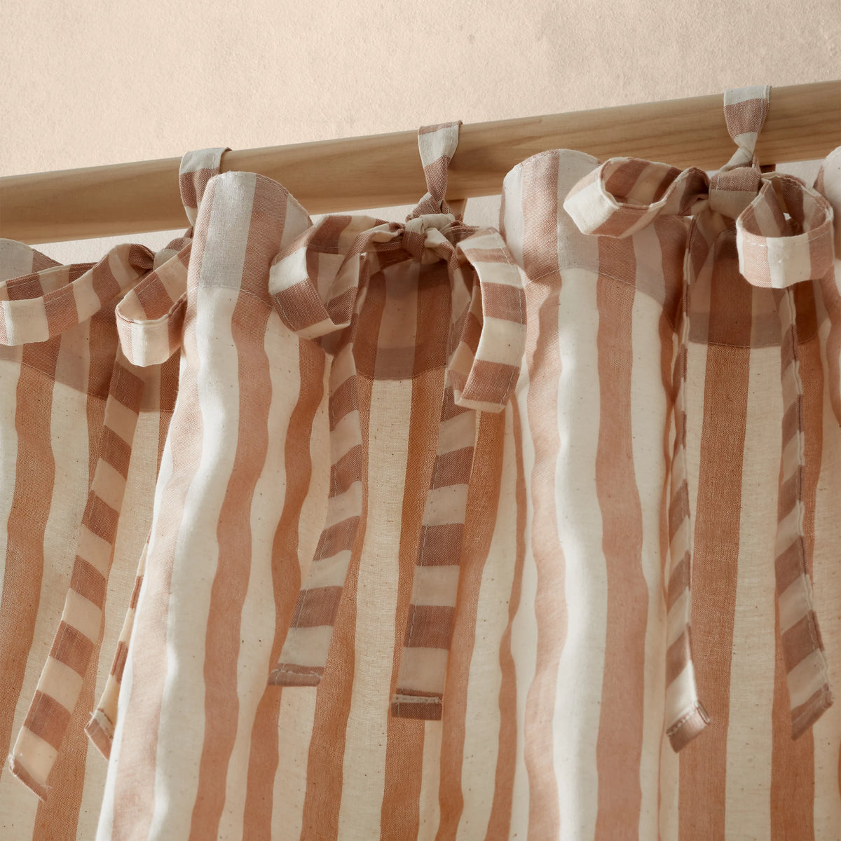 Pineapple Elephant Zanzibar Woven Stripe Voile Curtain Panel in Clay