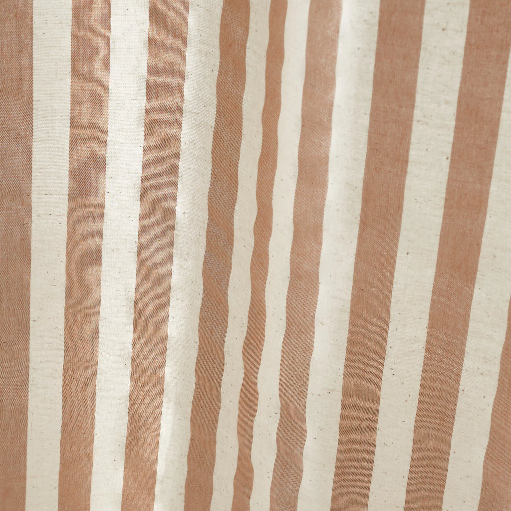 Pineapple Elephant Zanzibar Woven Stripe Voile Curtain Panel in Clay