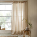 Pineapple Elephant Zanzibar Woven Stripe Voile Curtain Panel in Natural