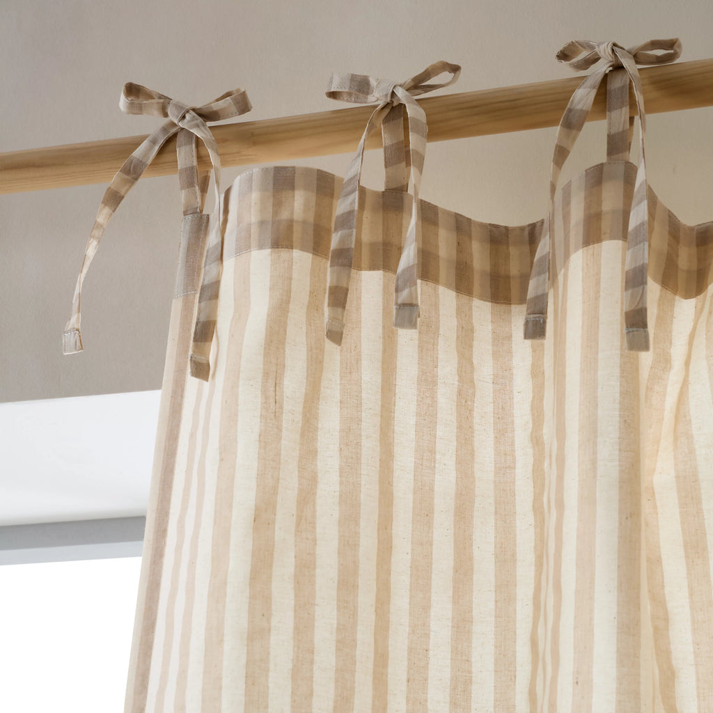 Pineapple Elephant Zanzibar Woven Stripe Voile Curtain Panel in Natural