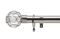 Rings on Glass extendable brushed satin curtain pole set with decorative glass finial.