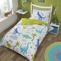 Roarsome reversible dinosaur polycotton duvet cover set for children's bedrooms.
