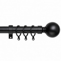 Satin Black Ball extendable brushed satin curtain pole set with black ball finial.