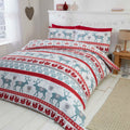 Scandi reindeer 100% cotton Christmas duvet cover set with Nordic-inspired festive design.