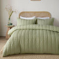 Serene Crinkle Wave textured duvet cover set in green.