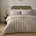 Serene Crinkle Wave textured duvet cover set in natural.