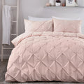 Serene Lara ruched microfibre duvet cover set in blush with an elegant textured design.
