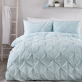 Serene Lara ruched polycotton duvet cover set in duck egg with an elegant textured design.