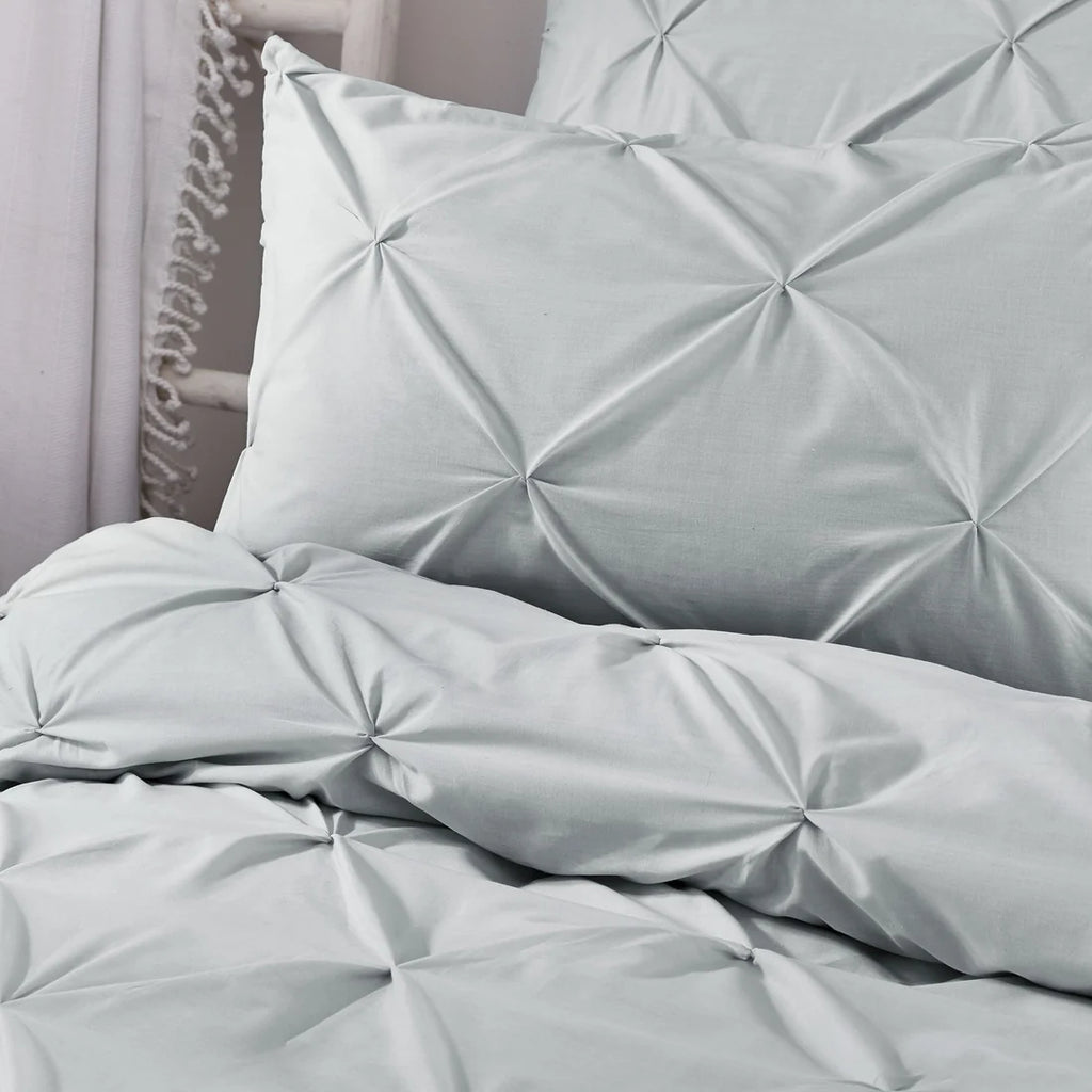 Close-up of the ruched textured design on the Serene Lara duvet cover set.