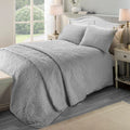 Serene Luana textured floral microfibre duvet cover set in silver.