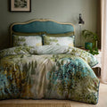 Soiree Hidden Garden 200 thread count cotton duvet cover set in green.