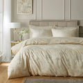 Soiree Lilly Floral Jacquard duvet cover set in champagne.