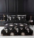 Tarot reversible gothic microfibre duvet cover set with skull, sun and moon design.