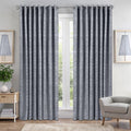 Aztec Geometric Blackout Eyelet Curtains in Silver